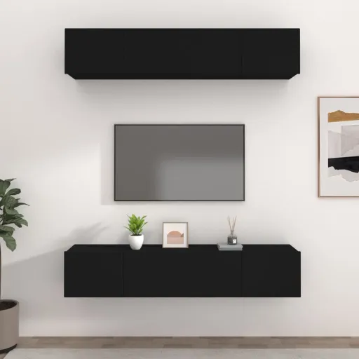 Móveis de TV   80x30x30 cm Derivados de Madeira Preto (4 pcs)