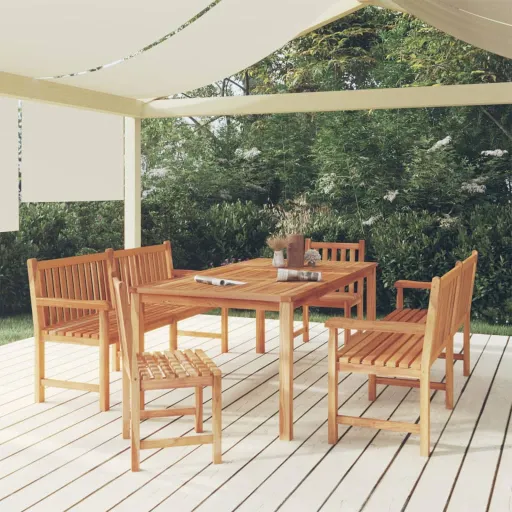 Conjunto de Jantar p/ Jardim Madeira de Teca Maciça (5 pcs)