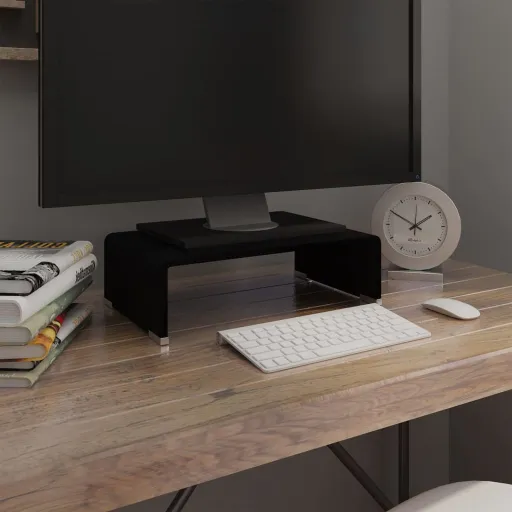 Suporte de TV/Monitores em Vidro 40x25x11 cm Preto
