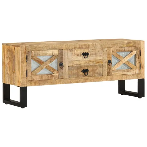 Móvel de TV 110x30x45 cm Madeira de Mangueira Áspera