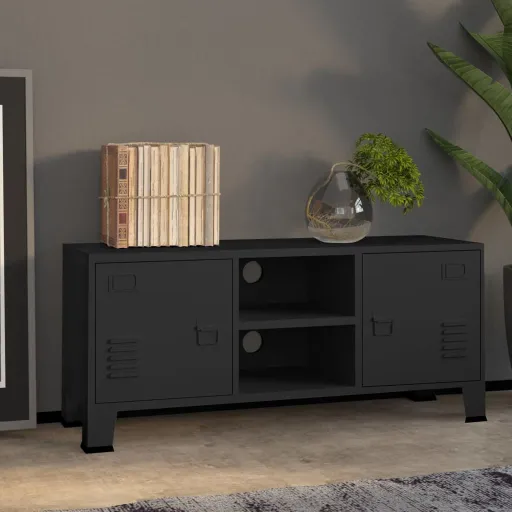Móvel de TV Industrial 105x35x42 cm Metal Preto