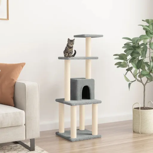 Árvore p/ Gatos c/ Postes Arranhadores Sisal 105 cm Cinza-Claro