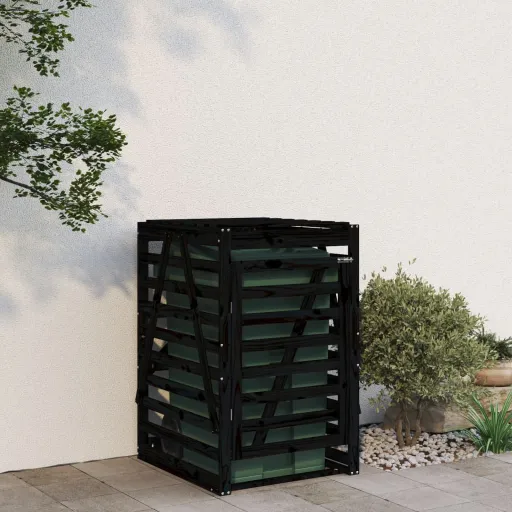 Abrigo para Caixote do Lixo 84x90x128,5 cm Pinho Maciço Preto