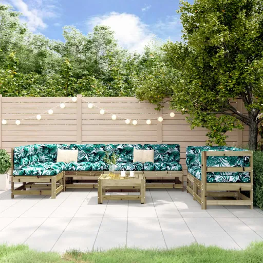 Conjunto Lounge de Jardim Madeira de Pinho Impregnada  (8 pcs)