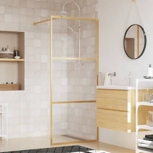 Divisória de Chuveiro 80x195 cm Vidro Transparente ESG Dourado