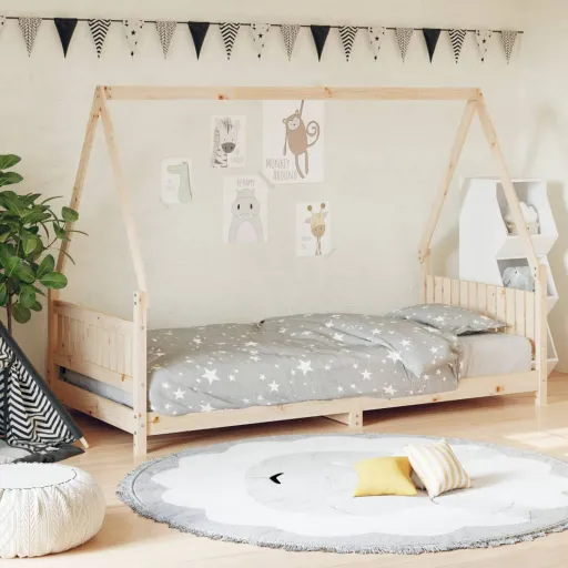 Estrutura de Cama Infantil 90x200 cm Pinho Maciço