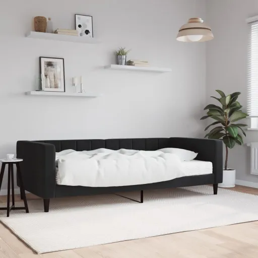 Sofá-Cama com Colchão 90x200 cm Veludo Preto