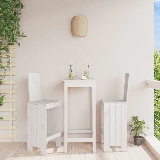 Cadeiras de Bar   40x42x120 cm Pinho Maciço Branco (2 pcs)