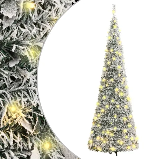 Árvore de Natal Artificial Pop-up c/ 150 Luzes LED e Neve 180cm