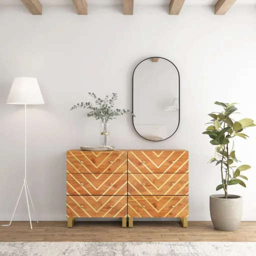 Móveis de Apoio   60x33,5x75 Mangueira Maciça Castanho/Preto (2 pcs)