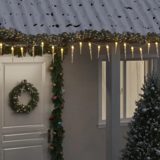 Luz de Natal em Formato de Pingente 100 LEDs Branco Quente 10 m PVC Acrílico