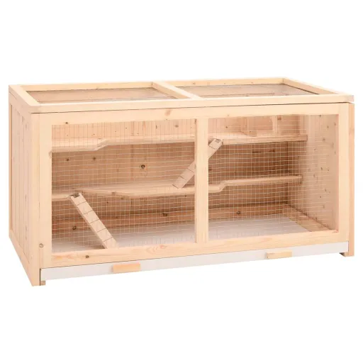 Gaiola para Hamster 89,5x45x45 cm Madeira Maciça de Abeto