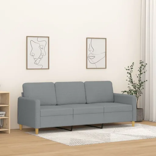 Sofá de 3 Lugares 180 cm Tecido Cinza-Claro