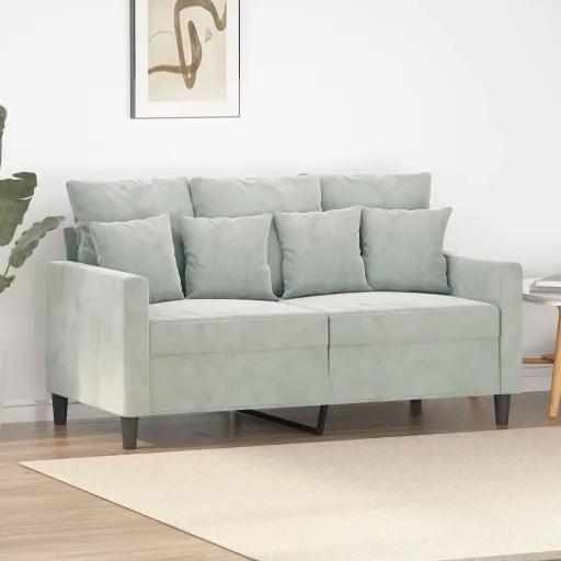 Sofá de 2 Lugares 120 cm Veludo Cinzento-Claro