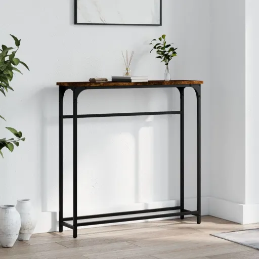 Mesa Consola 75x19,5x75 cm Derivados de Madeira Carvalho Fumado