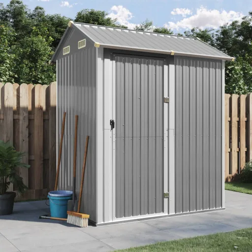 Abrigo de Jardim Cinza Claro 192x152,5x237 cm Aço Galvanizado