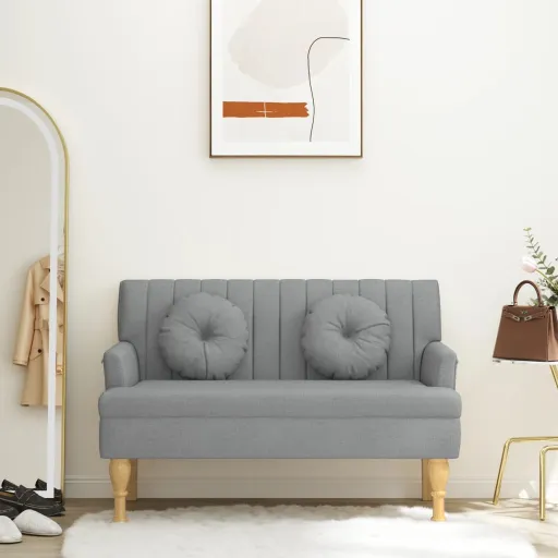 Banco c/ Almofadões 113x64,5x75,5 cm Tecido Cinzento-Claro