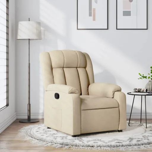 Poltrona Reclinável Tecido Cor Creme