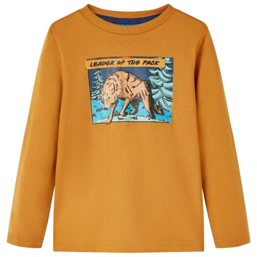 T-Shirt de Manga Comprida para Criança Ocre-Escuro 140