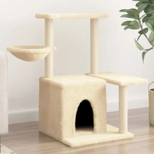 Árvore para Gatos c/ Postes Arranhadores Sisal 83 cm Cor Creme