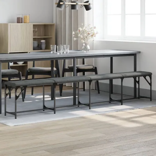 Banco de Jantar 248x32x45 cm Aço e Tecido Cinzento-Escuro