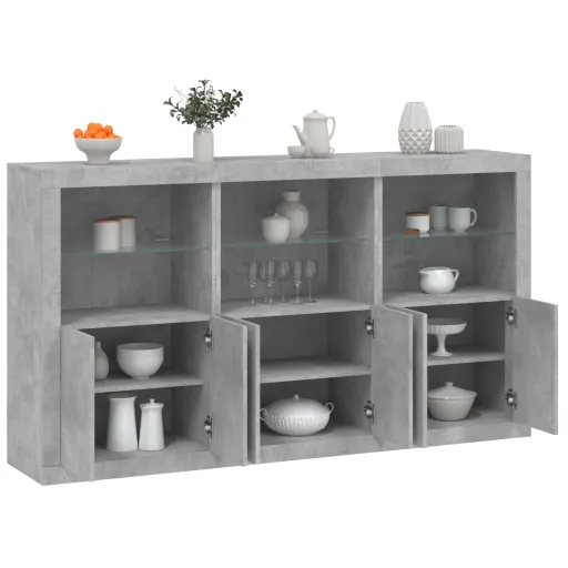 Aparador com Luzes LED 181,5x37x100 cm Cinzento Cimento