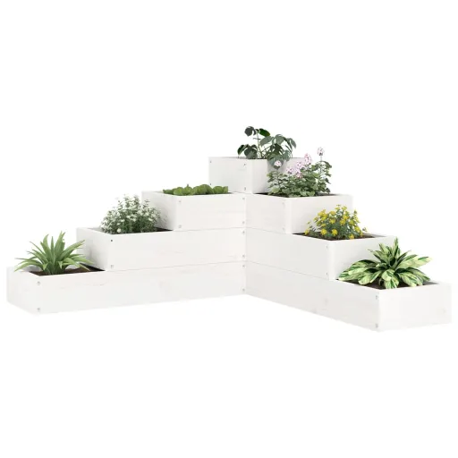 Floreira de Jardim c/ 4 Níveis 80,5x79x36cm Pinho Maciço Branco