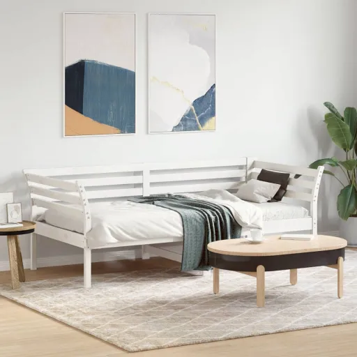 Sofá-Cama Sem Colchão 90x190 cm Madeira de Pinho Maciça Branco