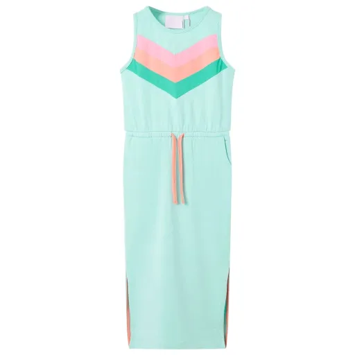 Vestido de Criança com Cordão Menta-Claro 140
