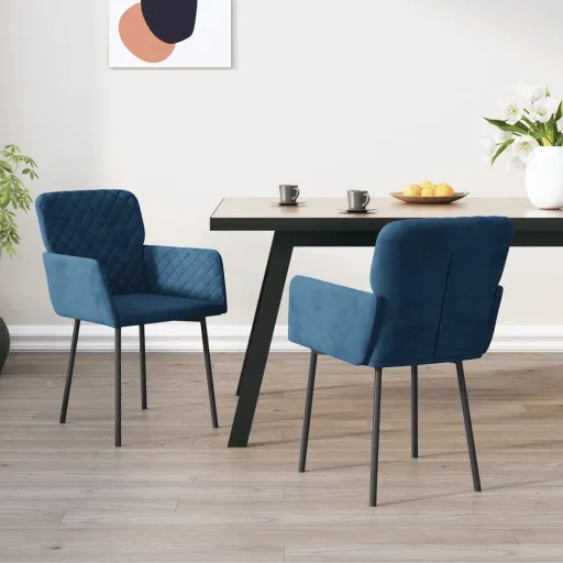 Cadeiras de Jantar   Veludo Azul (2 pcs)