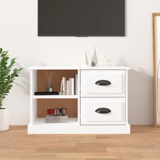 Móvel p/ TV 73x35,5x47,5 cm Derivados Madeira Branco Brilhante