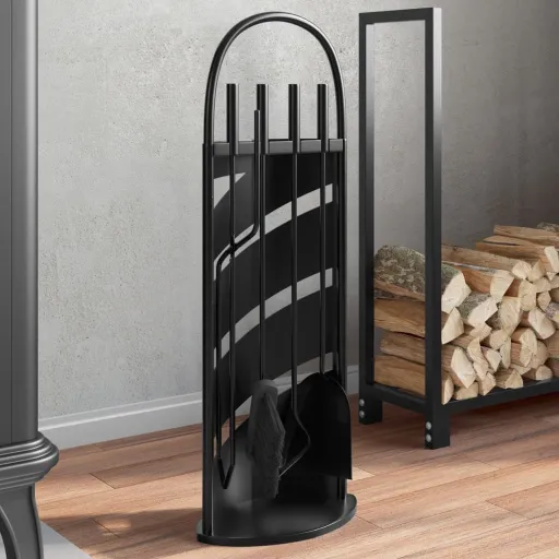 Conjunto de Ferramentas para Lareira de 5 Peças 23x15x66 cm Aço