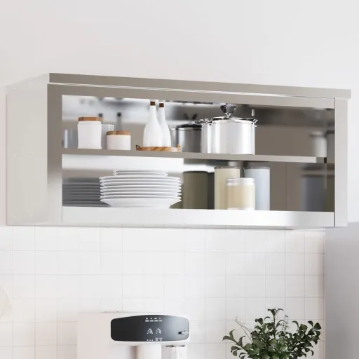 Armário de Parede para Cozinha com Prateleira Aço Inoxidável