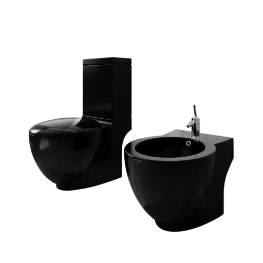 Conjunto com Sanita e Bidé Cerâmica Preto