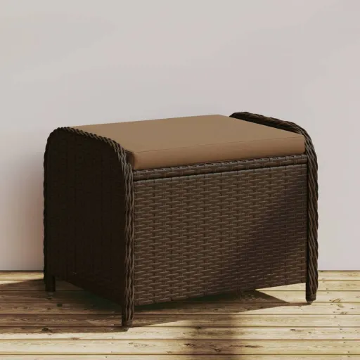 Banco de Jardim com Almofadão 58x46x46 cm Vime PE Castanho