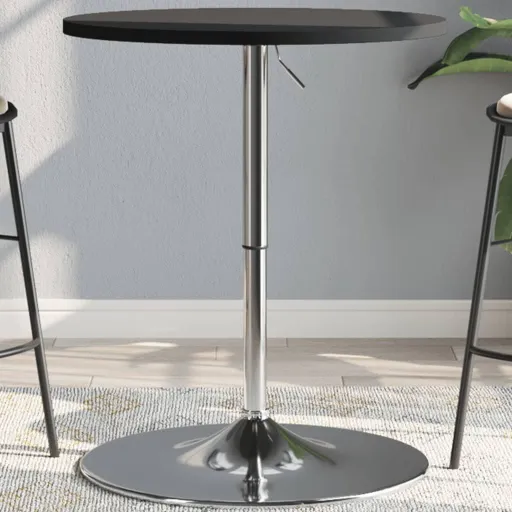 Mesa de Bar 60x60x90 cm Derivados de Madeira/Aço Cromado Preto