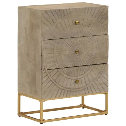 Cómoda 55x30x76 cm Madeira de Mangueira Maciça e Ferro