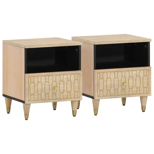 Mesas de Cabeceira   40x33x46 cm Madeira Mangueira Maciça (2 pcs)