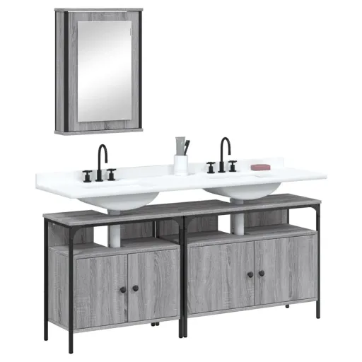 Conjunto Móveis Casa de Banho Madeira Proc. Cinza Sonoma (3 pcs)