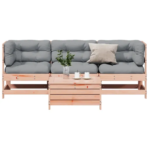Conj. Lounge Jardim com Almofadões Madeira Douglas Maciça (4 pcs)