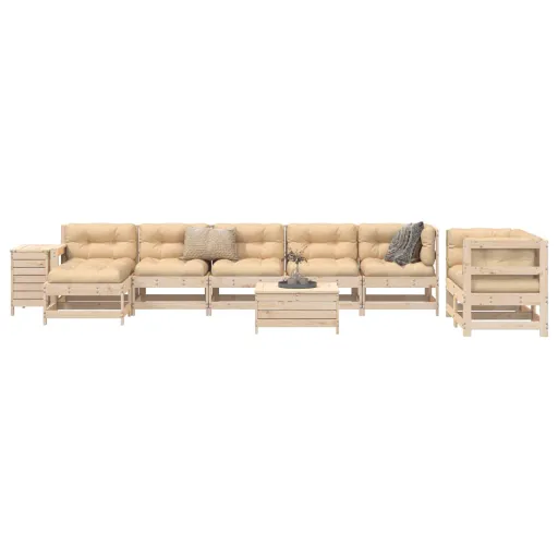 Conjunto Sofás de Jardim Madeira de Pinho Maciço (10 pcs)