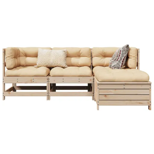 Conjunto Sofás de Jardim Madeira de Pinho Maciça (4 pcs)