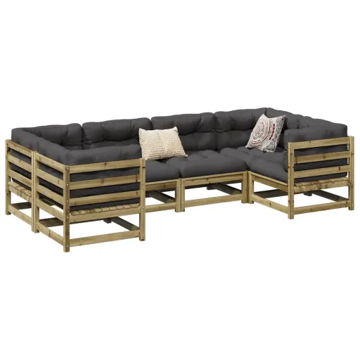 Conjunto de Sofás de Jardim Madeira de Pinho Impregnada (6 pcs)