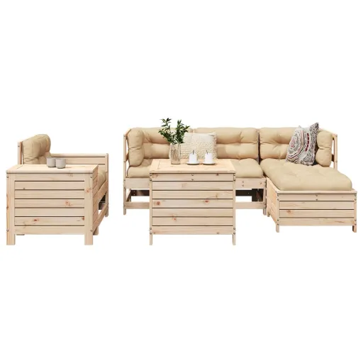 Conjunto de Sofás para Jardim Madeira de Pinho Maciça (7 pcs)