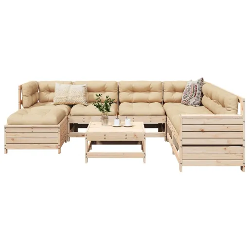 Conjunto Sofás de Jardim Pinho Maciço (8 pcs)