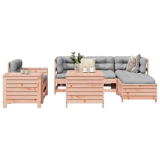 Conjunto Sofás Jardim Madeira Abeto-de-Douglas (7 pcs)