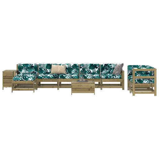 Conjunto Sofás de Jardim Madeira de Pinho Impregnada (10 pcs)