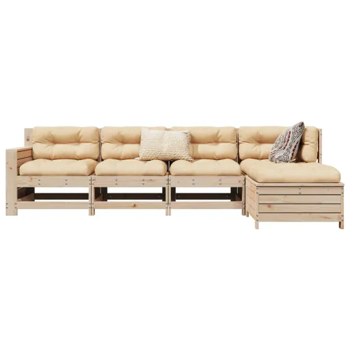 Conjunto de Sofás para Jardim Madeira de Pinho Maciça (5 pcs)