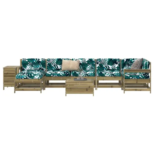 Conjunto Sofás Jardim Madeira de Pinho Impregnada (9 pcs)