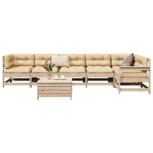 Conjunto de Sofás para Jardim Madeira de Pinho Maciça (7 pcs)